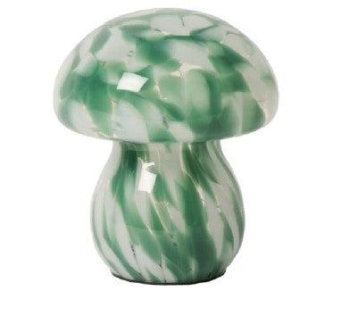 Green and White Mushroom Lamp - heart deco