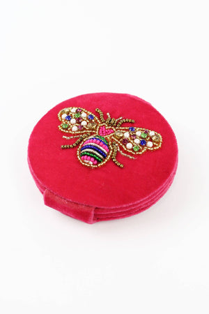 Bee Beaded Compact Mirror