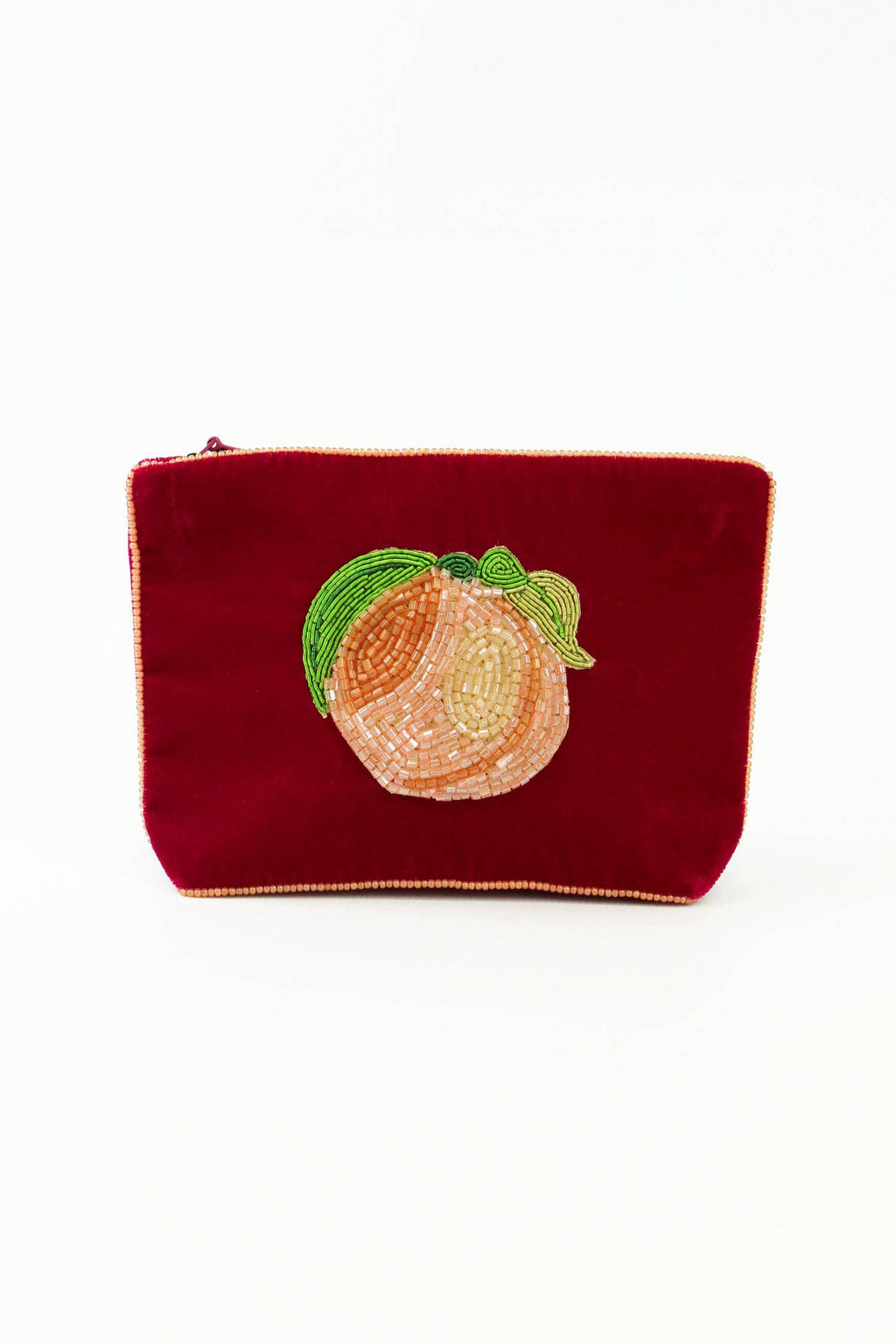 Peach Beaded Coin Purse