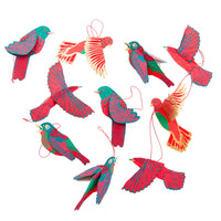 Festive Birds Paper Ornaments - heart deco