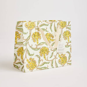 Hand Block Printed Gift Bags (Medium) - Sunshine - heart deco