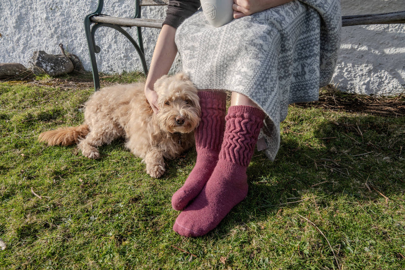 Cosy Alpaca Lounge Socks - heart deco