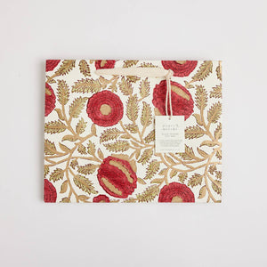 Hand Block Printed Gift Bags (Medium) - Festive - heart deco