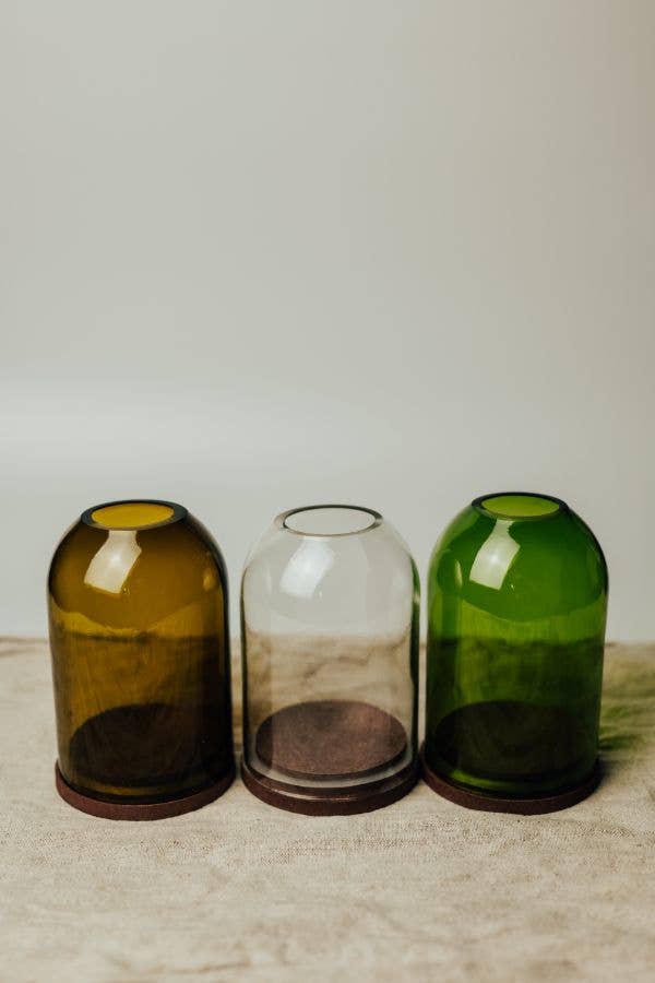 Olive Green Glass Candle Dome