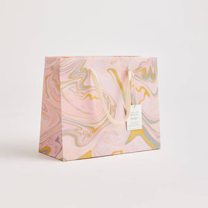 Hand Marbled Gift Bags (Medium) - Pastel - heart deco