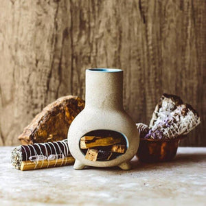 mini chiminea for smudging - heart deco