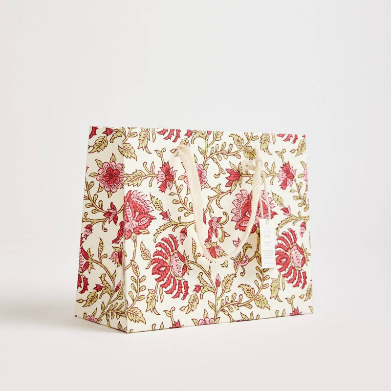 Hand Block Printed Gift Bags (Medium) - Festive - heart deco
