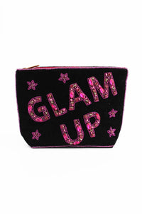 GLAM UP SMALL BEADED POUCH - heart deco