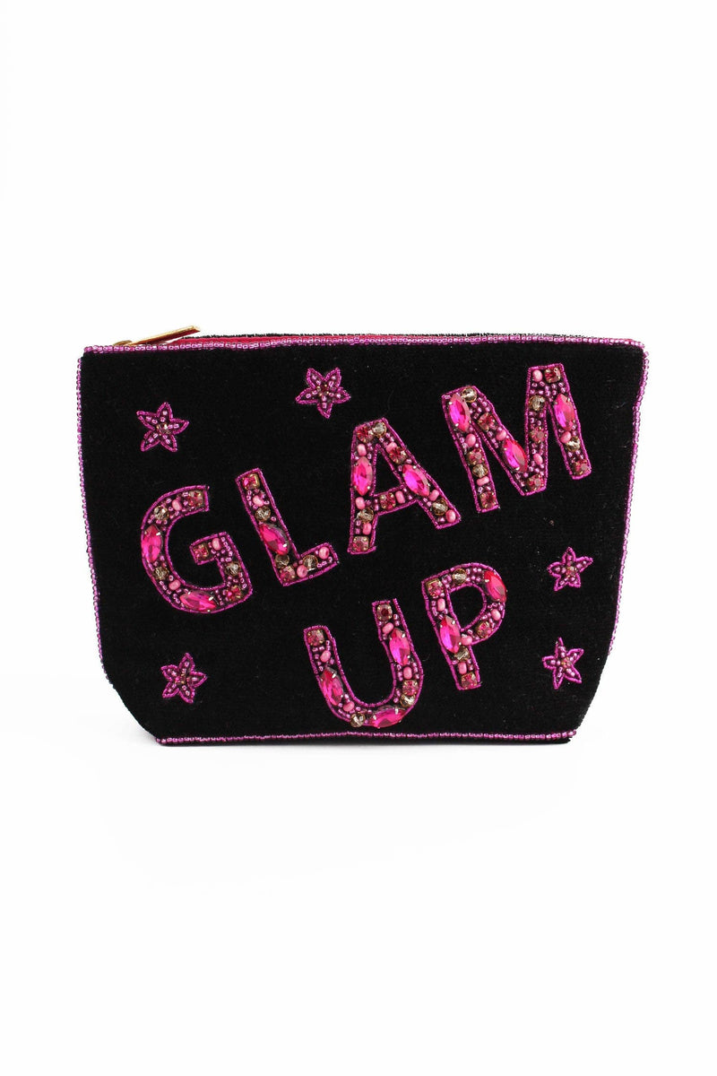 GLAM UP SMALL BEADED POUCH - heart deco