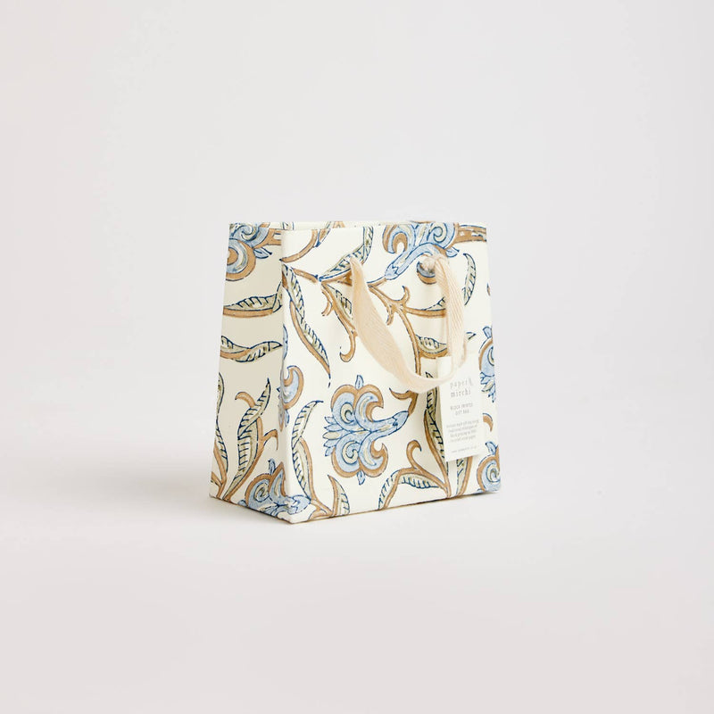 Hand Block Printed Gift Bags (Small) - Blue Stone