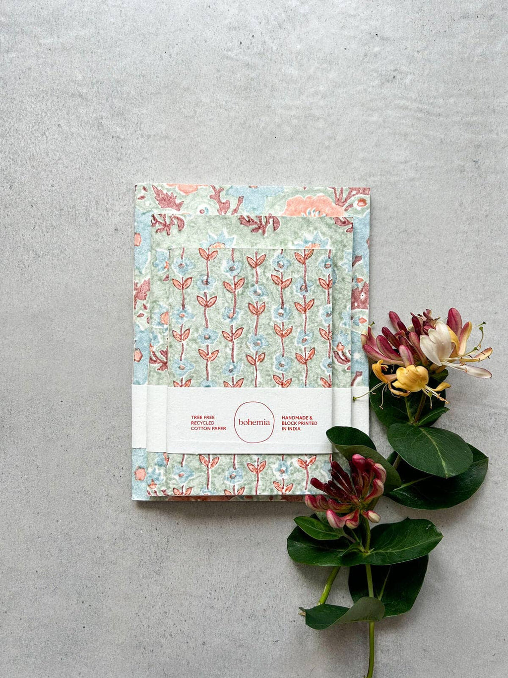 cotton paper Notebook, Duck Egg - heart deco