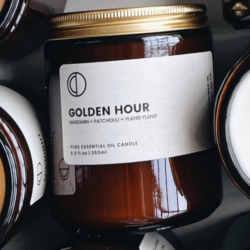 golden hour candle - heart deco