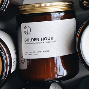 golden hour candle - heart deco