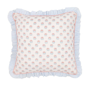 Lotus Ruffle Cushion in Glacier Blue - heart deco