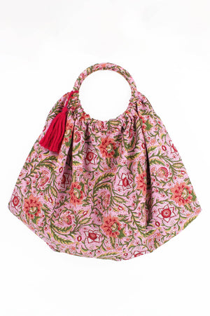 Pink and Green Reversable Fabric Bag