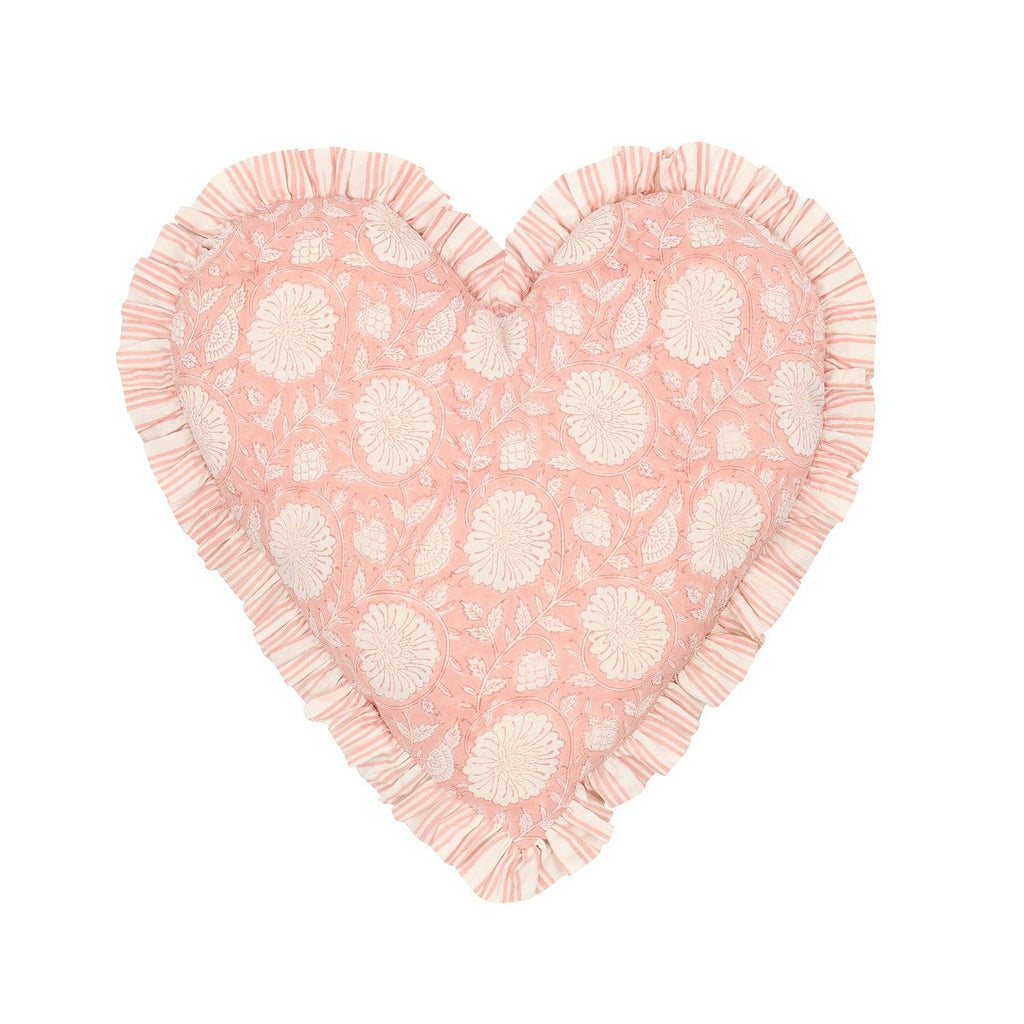 Heart Ruffle Cushion in Dusty Pink - heart deco