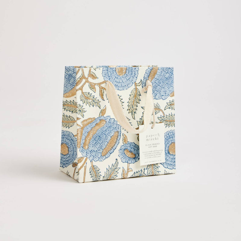 Hand Block Printed Gift Bags (Small) - Blue Stone