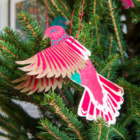 Festive Birds Paper Ornaments - heart deco