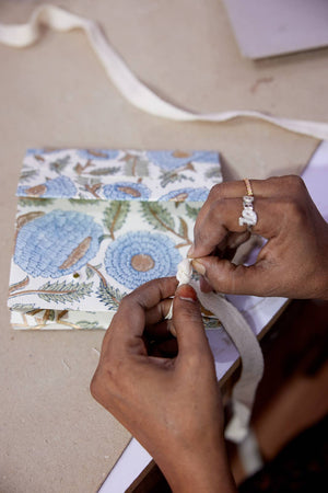 Hand Block Printed Gift Bags (Small) - Blue Stone