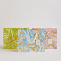 Hand Marbled Gift Bags (Medium) - Pastel - heart deco