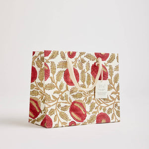 Hand Block Printed Gift Bags (Medium) - Festive - heart deco