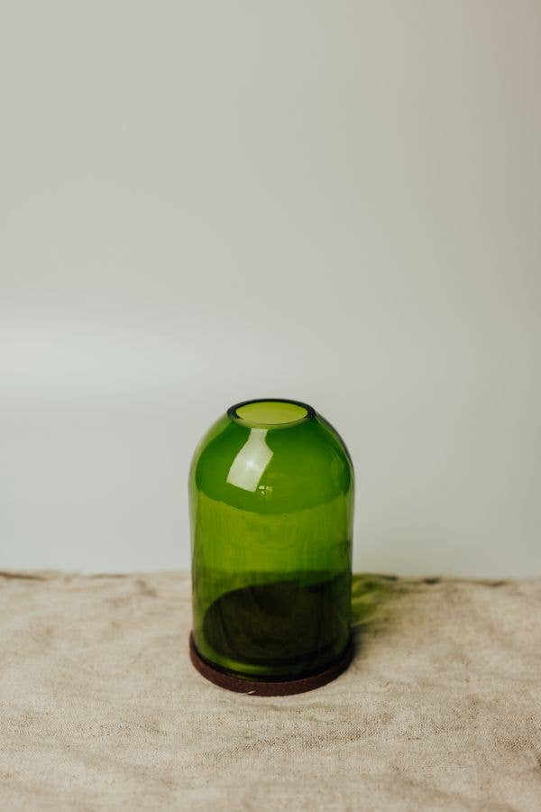 Clear Glass Candle Dome with Wooden Base