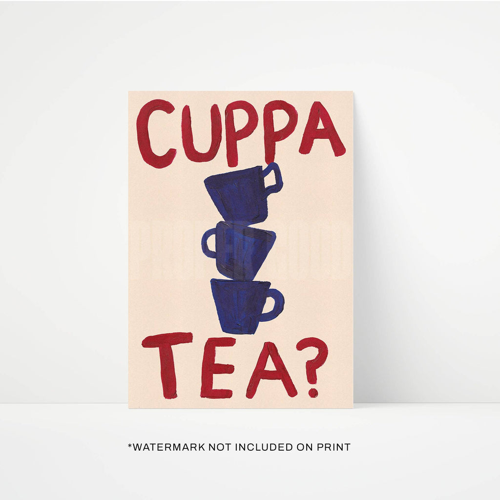 Cuppa Tea Hand Painted Print - heart deco