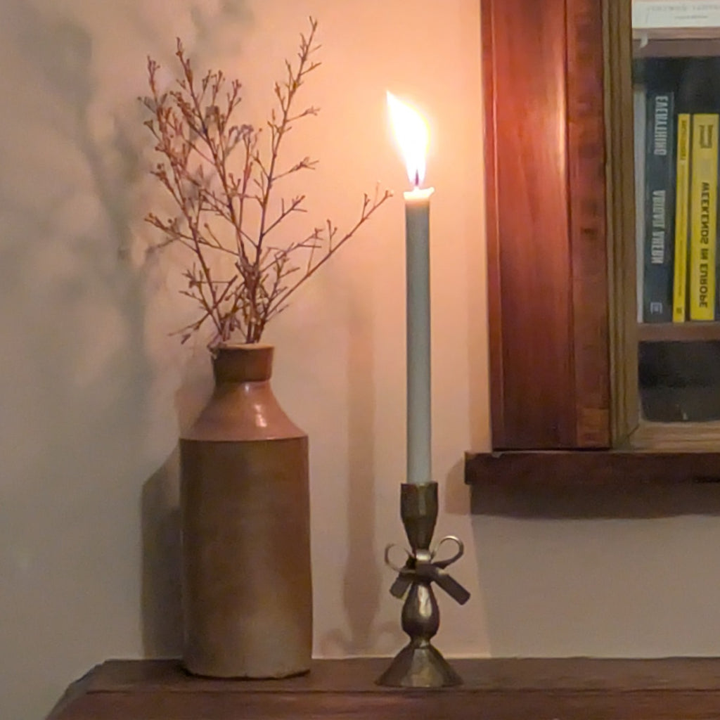 Antique Brass Bow Candlestick 