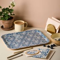 Blue floral Birchwood tray