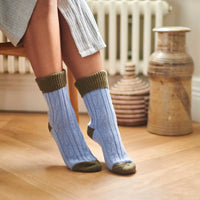 Cashmere Blend Slouch Socks blue and green2