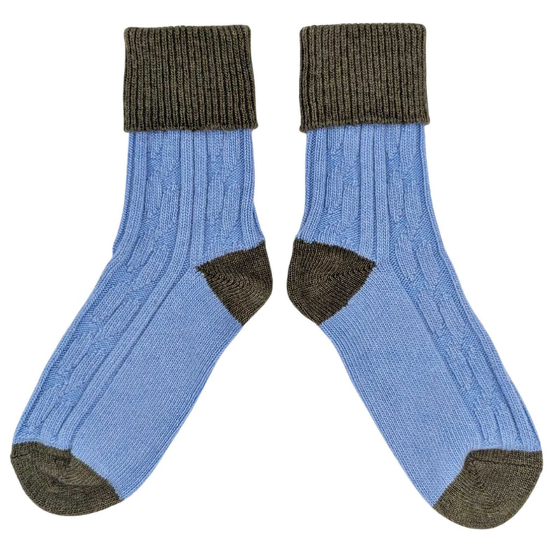 Cashmere Blend Slouch Socks blue and green