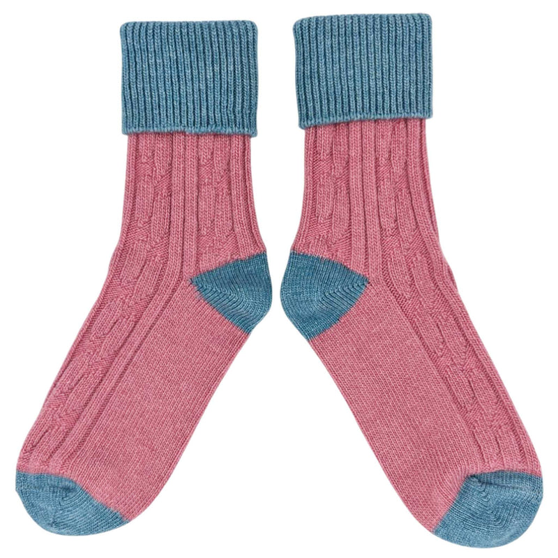 Cashmere Blend Slouch Socks pink and green2