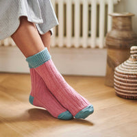 Cashmere Blend Slouch Socks pink and green