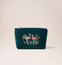 Flamingo Emerald mini pouch - heart deco