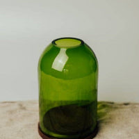 Forest green glass candle dome