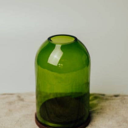 Forest green glass candle dome