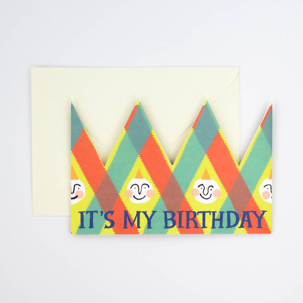 
Its My Birthday Party Hat Card - heart deco