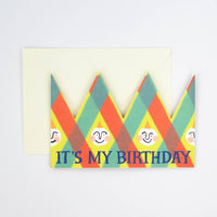 
Its My Birthday Party Hat Card - heart deco