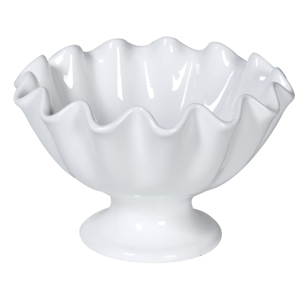 White Ceramic Ruffle Bowl