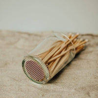 Olive Glass Pot With Long Matches