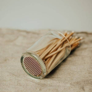 Olive Glass Pot With Long Matches