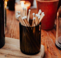 Olive Glass Pot With Long Matches