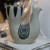 Ceramic Bird Vase – Blue and Cream Decorative Ornament