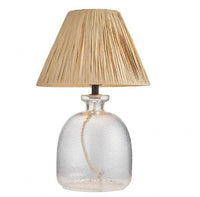 Natural Raffia and Glass Table Lamp - heart deco