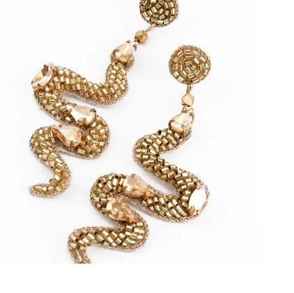 MY DORIS GOLD SNAKE EARRINGS - heart deco