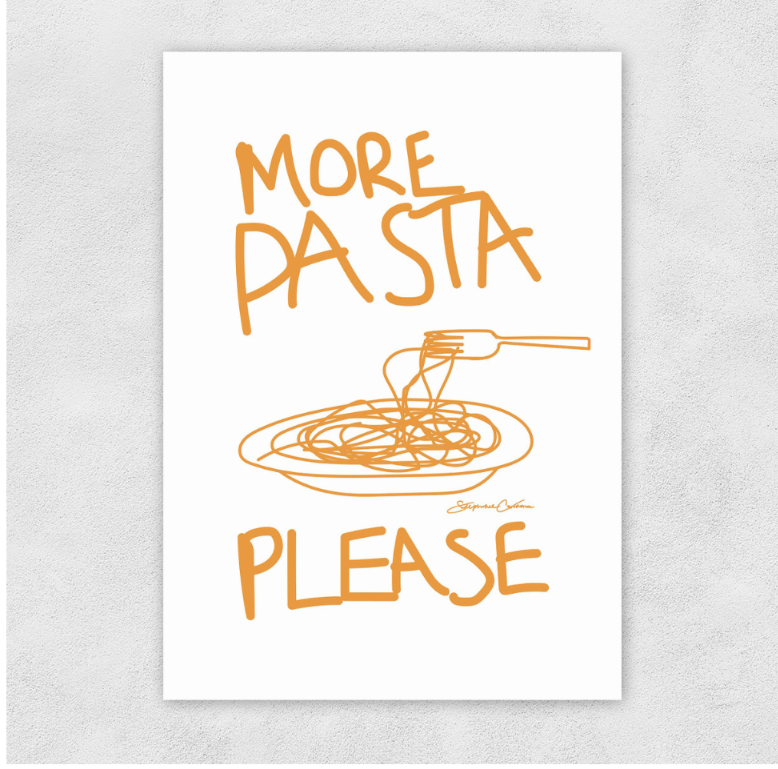 More Pasta Please Art Print - heart deco