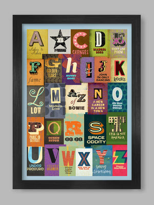 A-Z of Bowie Music Print - heart deco