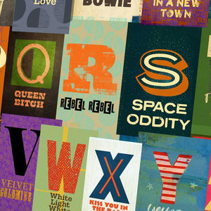 A-Z of Bowie Music Print - heart deco