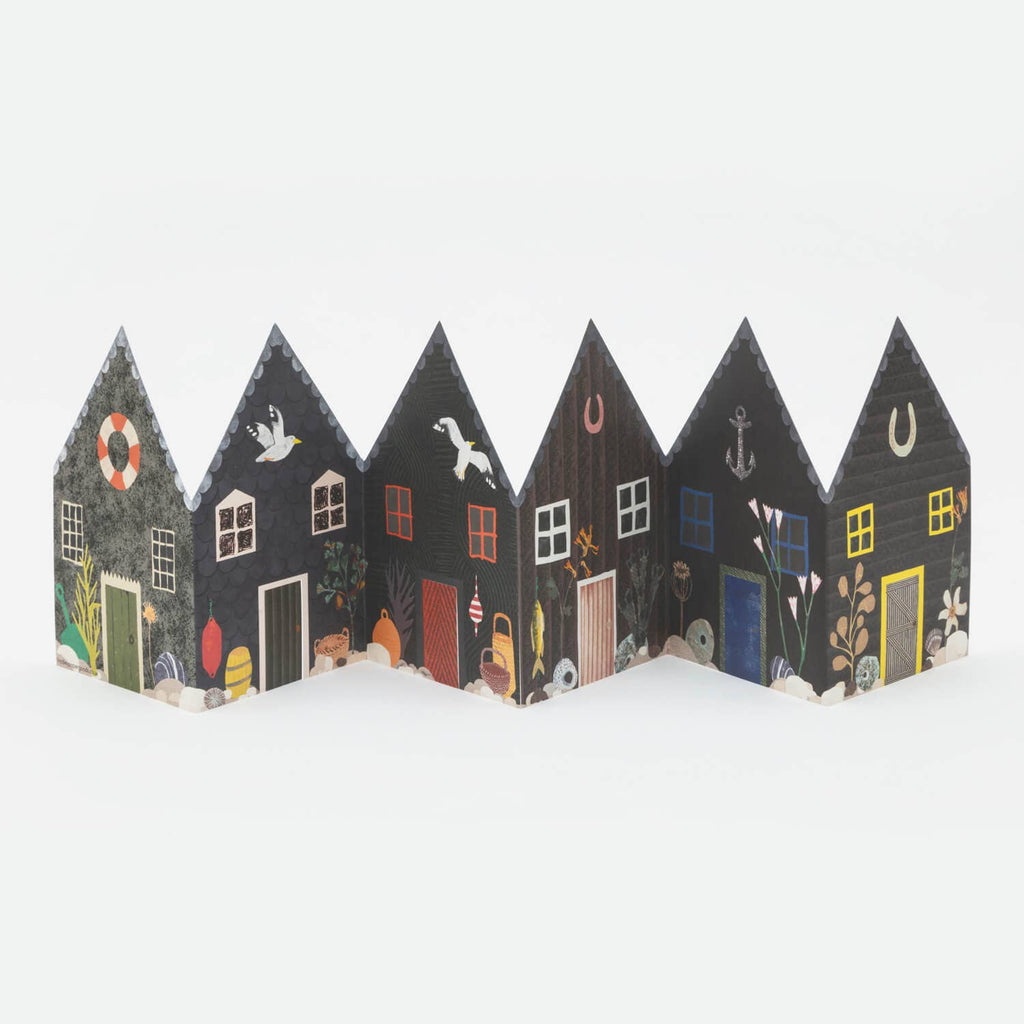 Fisherman's Huts Concertina Greetings Card by Hadley