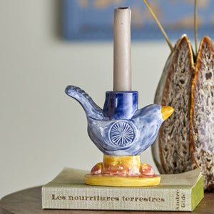 Ceramic Bird Candle Holder - heart deco